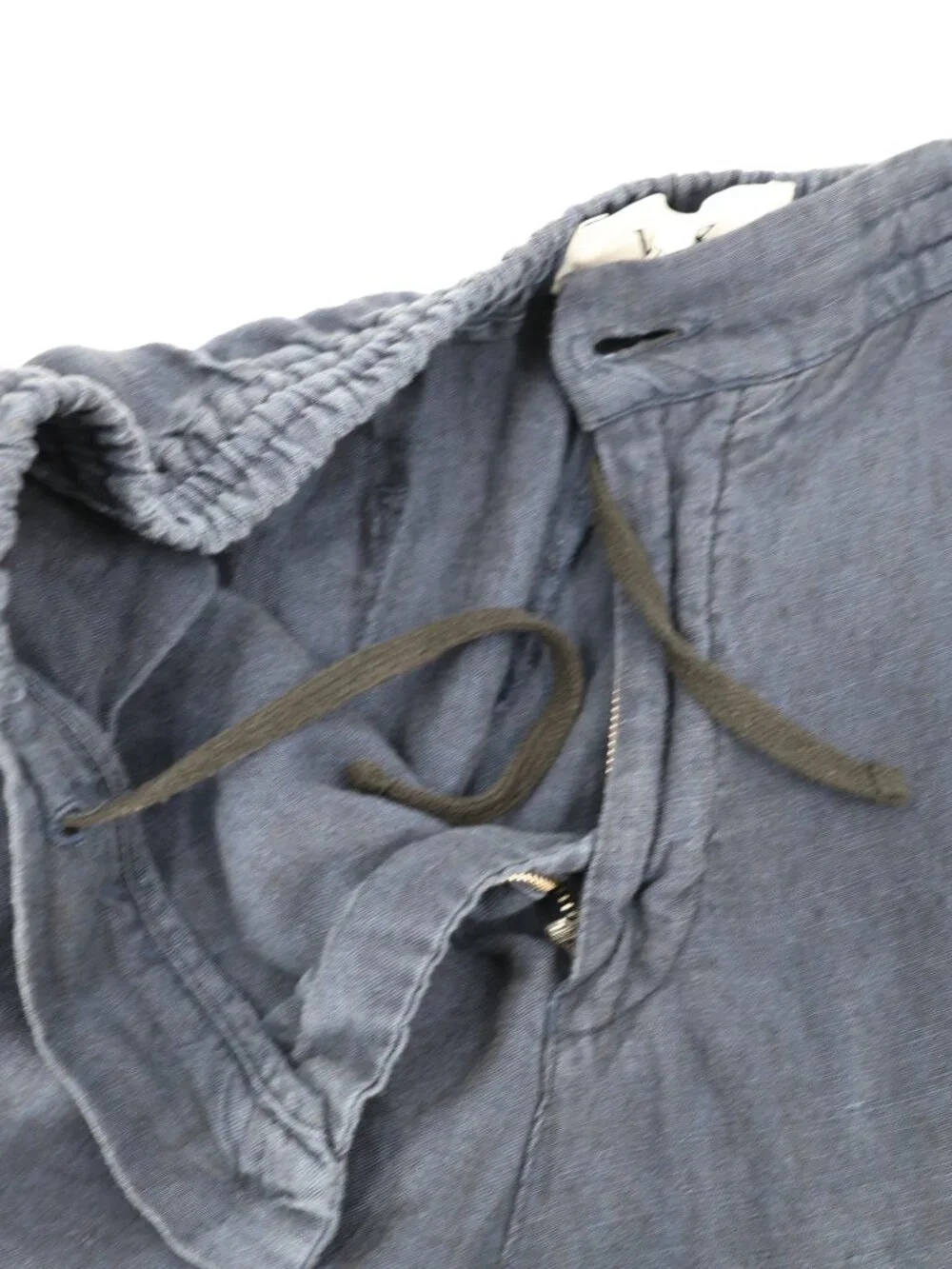 Wax London Trousers Men’s 32 Linen Flat Front Drawstring Elastic Waist Navy Blue